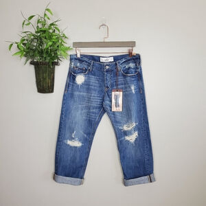 Hollister 3 NEW Boyfriend Crop Button Fly Mid Rise Distressed Cropped Jeans 26